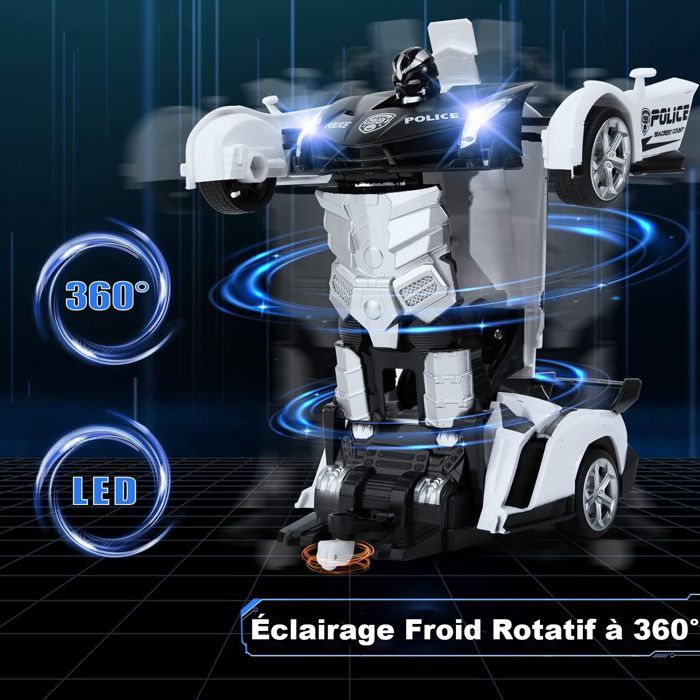 BIENCOME Auto radiocomandata RC - Trasformabile con luci - 2,4 GHz - 360° - Nera