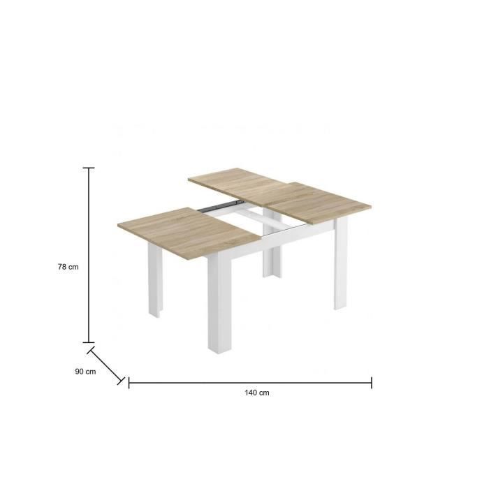 Table à rallonge Midland, Console extensible pour salle à manger, 140-190x90h78 cm, Chêne et Blanc