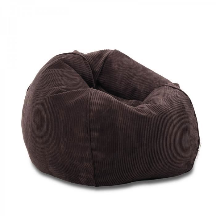 Sillón tipo puf de pana con bolso marrón