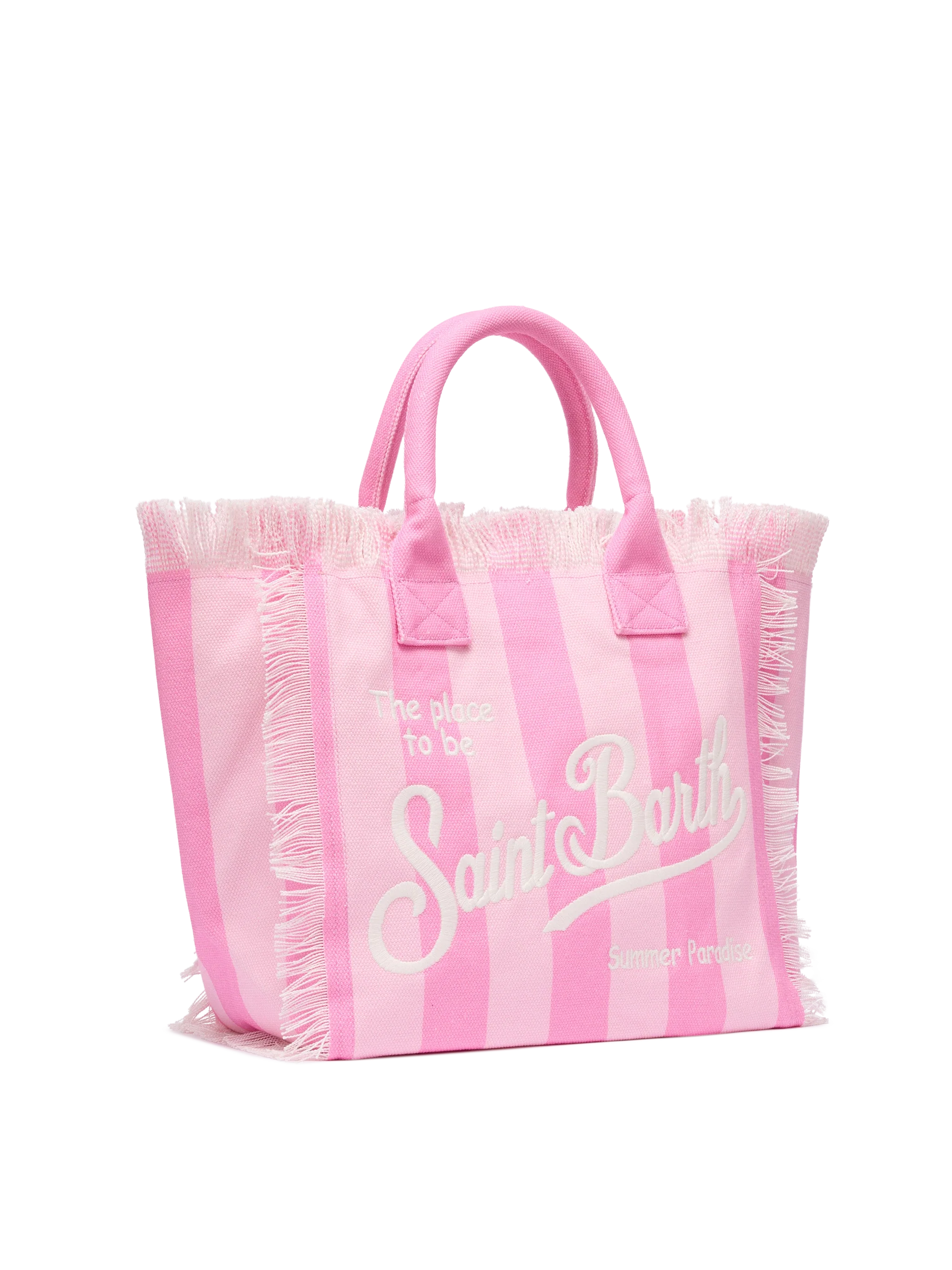 Sac bandoulière Vanity en toile de coton à rayures roses