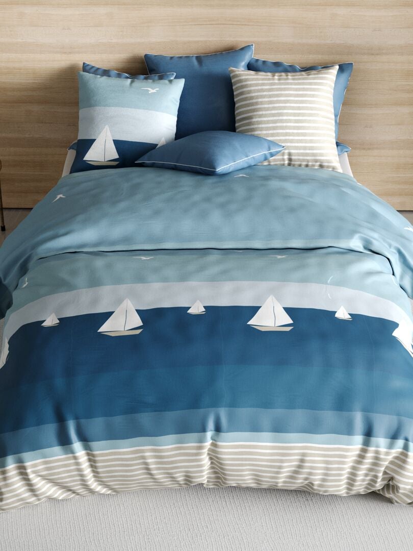 Conjunto de cama estampado - casal - AZUL