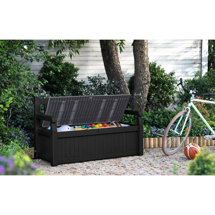 Banc de jardin EDEN avec Coffre en résine 265L - Anthracite - KETER