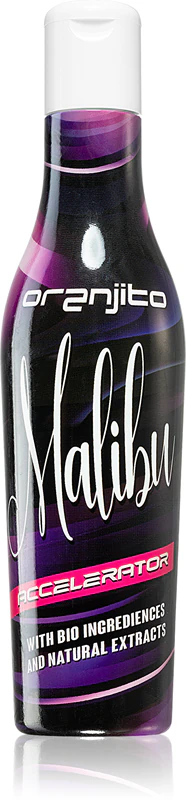 Oranjito Malibu Accelerator, leite bronzeador para uso em solário com biocomponentes e acelerador de bronzeamento, unissex.