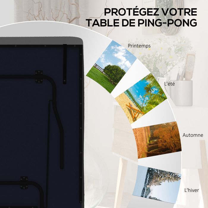 Table de tennis de table ping-pong pliable + housse de protection - SPORTNOW - pour l'intérieur et l'extérieur - bleu et noir