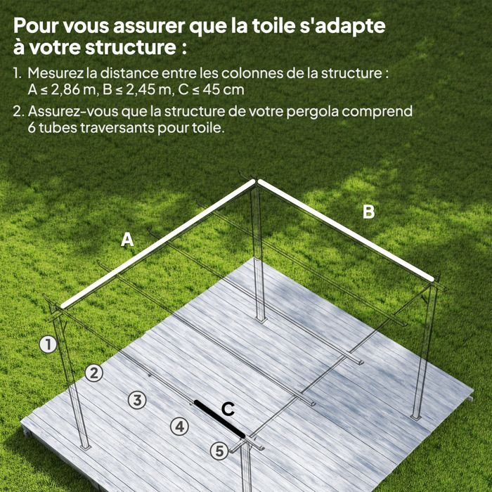 Toile de toit de rechange pour pergola - Outsunny - toile de remplacement protection solaire anti-UV 30+ pour pergola de 3 x 2 m