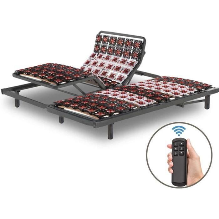 Base de cama eléctrica reclinable de Sampur | Láminas 100% ergonómicas | 2 x 70 x 190 cm | Cama eléctrica reclinable integrada