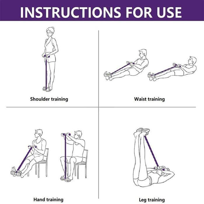 Bauchmuskeltrainingsgerät, Ganzkörper-Extender für den Heimgebrauch, 6 Schläuche, multifunktionales elastisches Widerstandsband