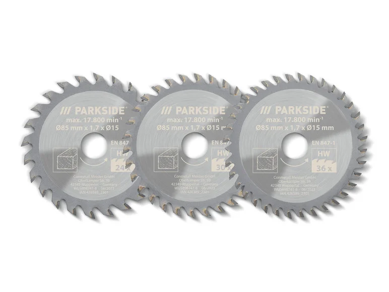 PARKSIDE® Lames de scie circulaire PHKSA 12, Ø 85 mm, 3 peças