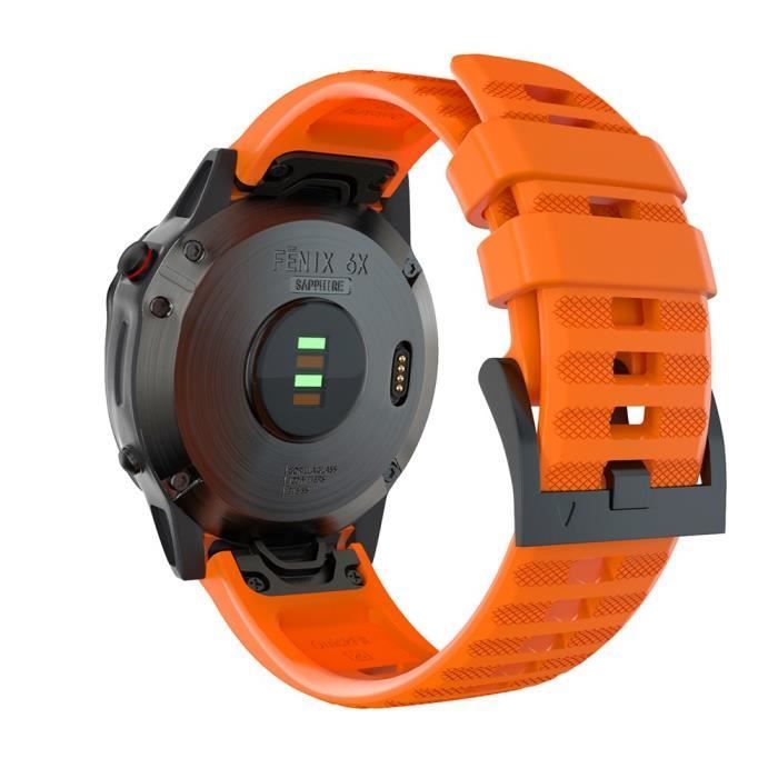 Correa de silicona de 26 mm de repuesto para reloj inteligente Garmin Fenix 6X GPS/6X Pro - Naranja