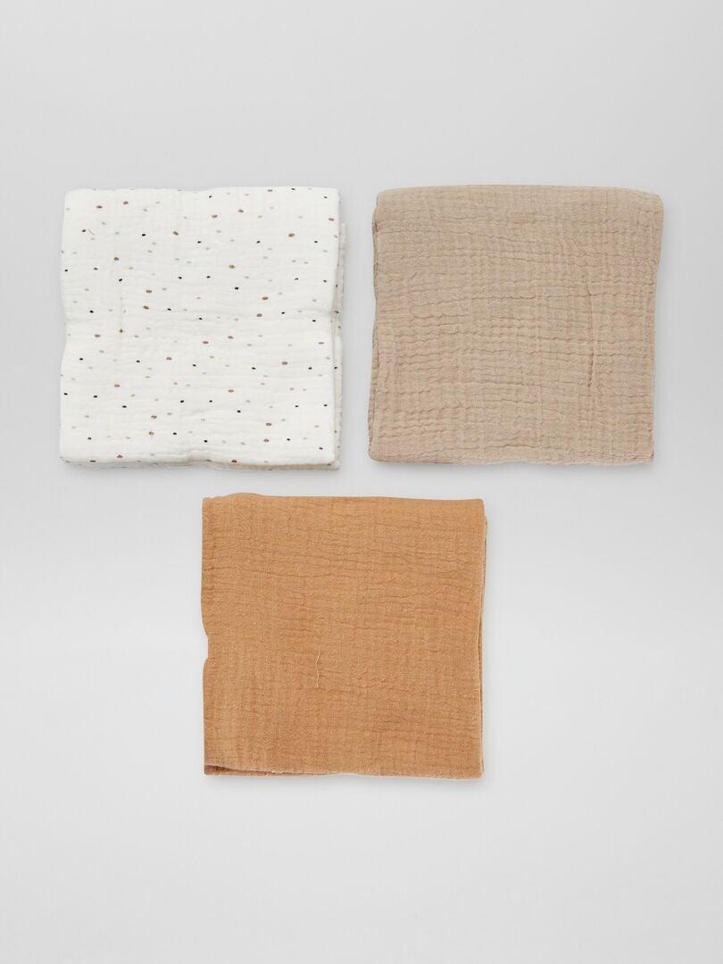 Set van 3 katoenen gaasdekens - WIT