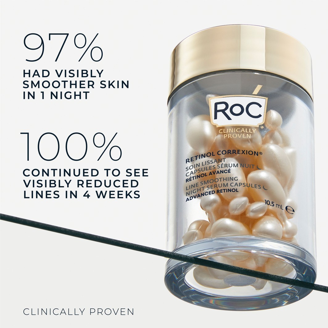 RoC drėkinamasis serumas Retinol Correxion Line Smoothing Night 30 kapsulių - 1 vnt.