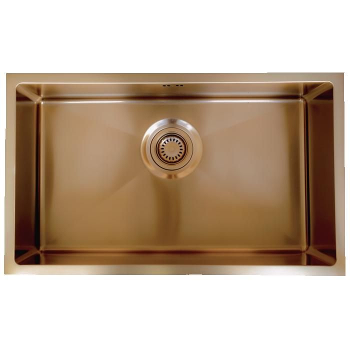 Pia de aço inoxidável Luisa com cuba única - 76x45 - Cobre escovado - Essebagno