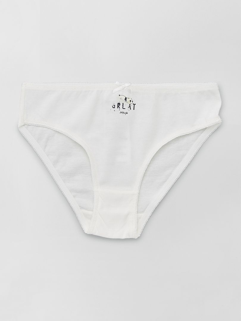 Braguitas de punto con lazo estampado - Juego de 4 - BLANCO
