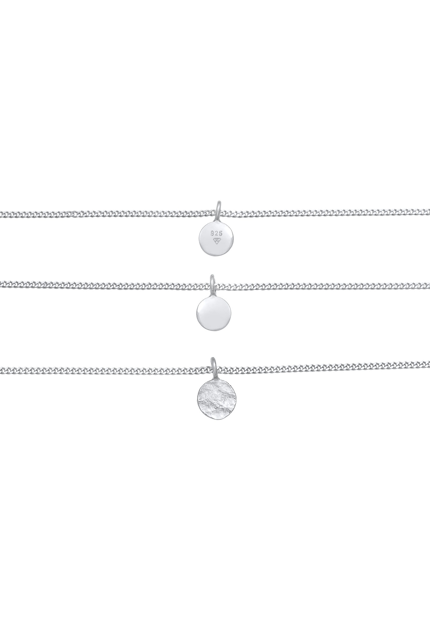 Elli Femmes Choker Layer Three Row Plate Boho Trend Blogger en argent sterling 925