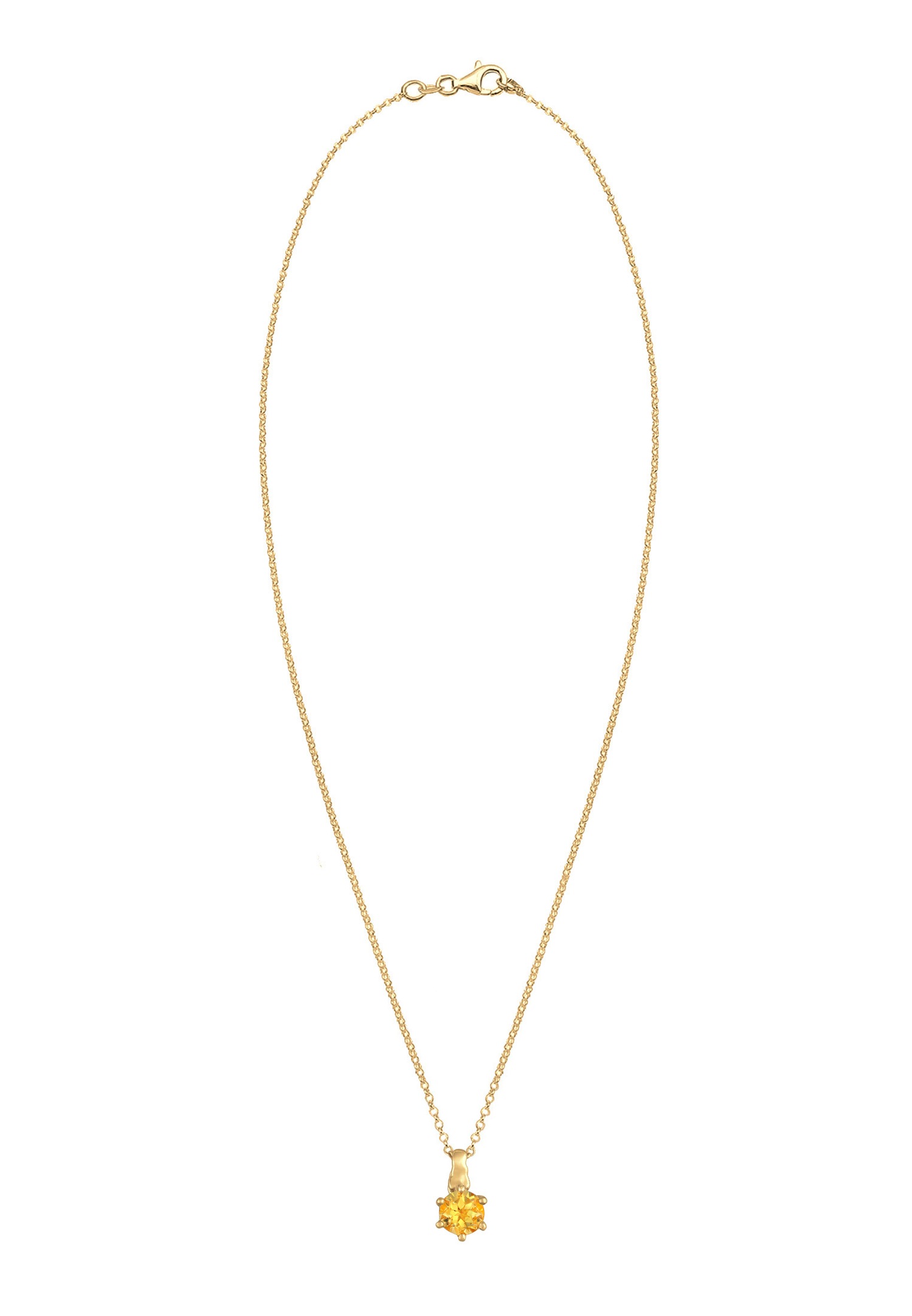 Elli Pendentif solitaire classique pour femme avec pierre de citrine en argent sterling 925 plaqué or