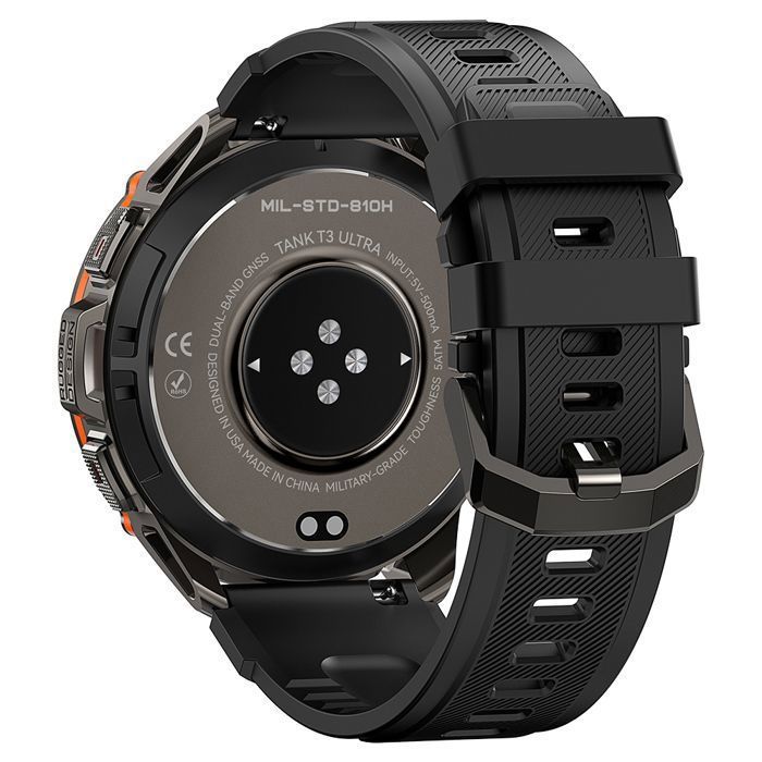 KOSPET T3 Ultra Smartwatch voor heren - GPS-smartwatch met 470 mAh, digitaal fitnesshorloge met AMOLED AOD-scherm en Bluetooth - Zwart