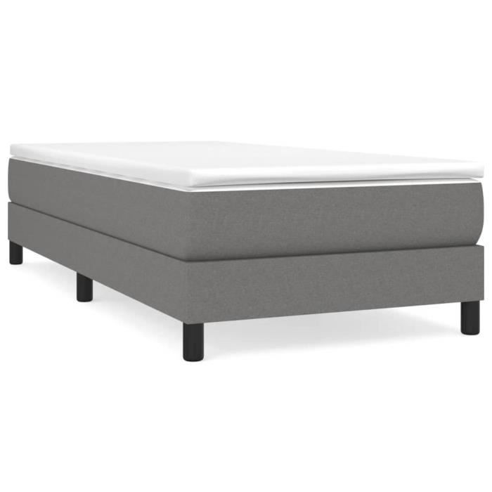 Base de cama de muelles GAROSA - 90x190 cm - Tela gris oscuro - Individual - Patas incluidas
