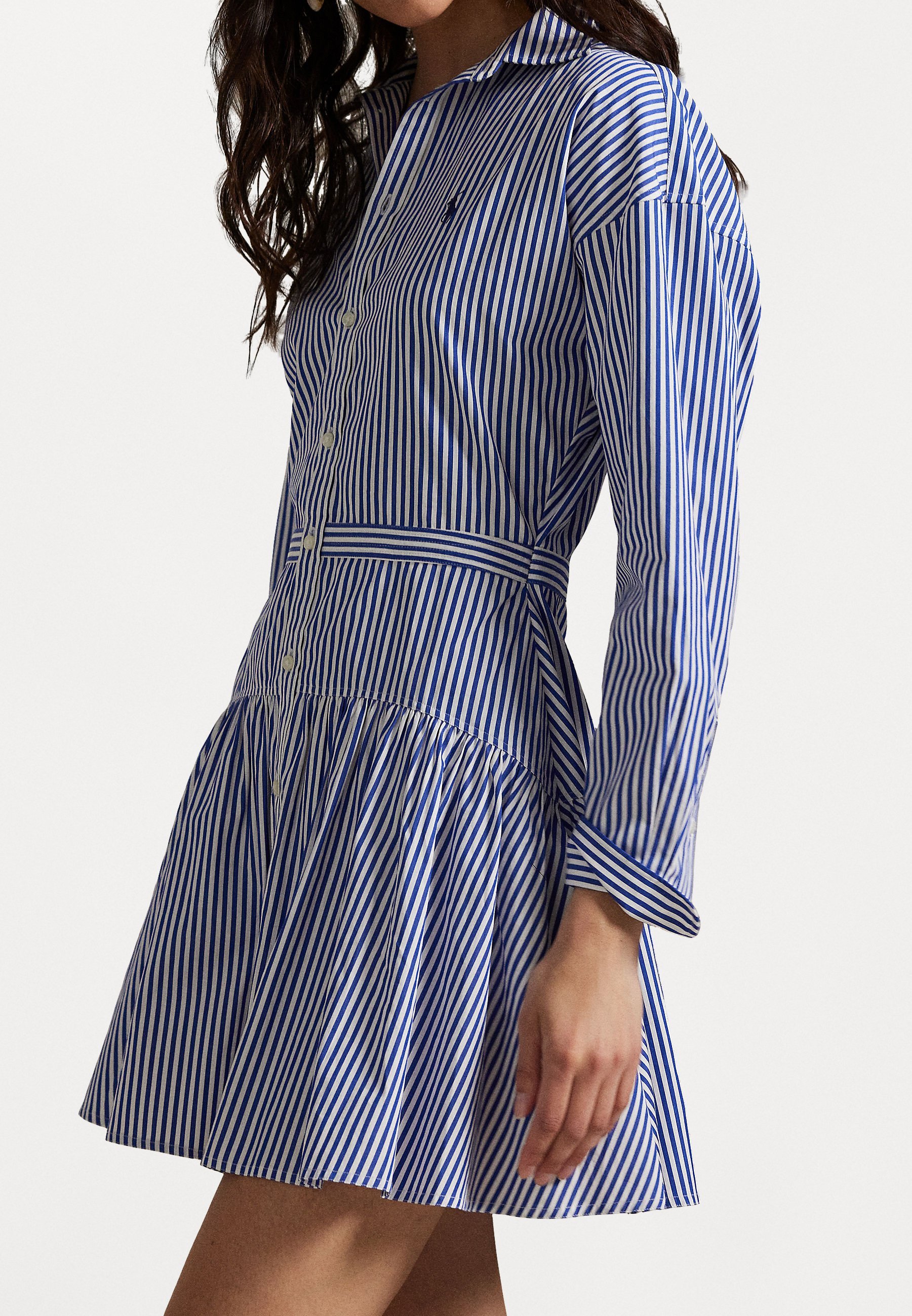 Polo Ralph Lauren dryžuota medvilninė marškinių suknelė - Marškinių suknelė - mėlyna/balta