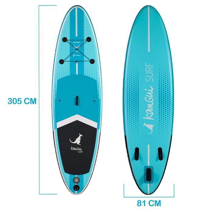 Kangui - Stand up Paddle 305cm SUP gonflable + pagaie + sac à dos + pompe haute pression + leash + kit de réparation - TIKI
