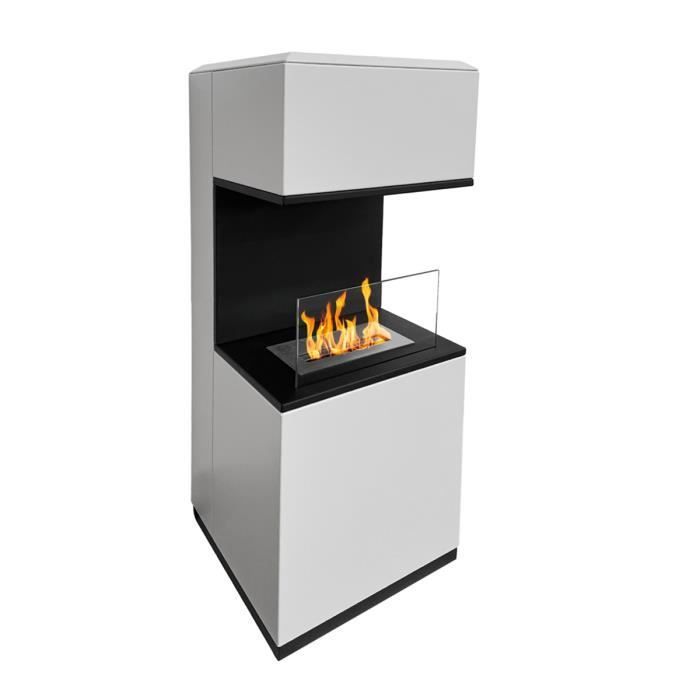 Chimenea de bioetanol - DIVINA FIRE - Oslo - Acero - Blanco - 100 cm de altura