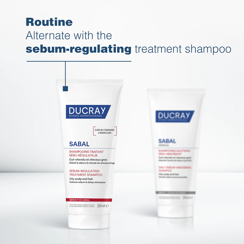 Shampoo Ducray Sabal Argeal para cabelos e couro cabeludo oleosos.