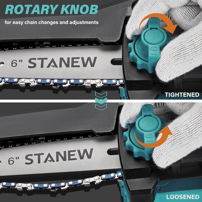 STANEW 6 ou 8 pouces brushless 600W Mini tronçonneuse à batterie, 2 Batteries 2Ah moteur sans balais