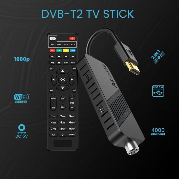 Leyf DVB-T2 TNT Full HD 1080P Decoder, TV Hidden Behind TV Decoder, Free Channels, Digital Display