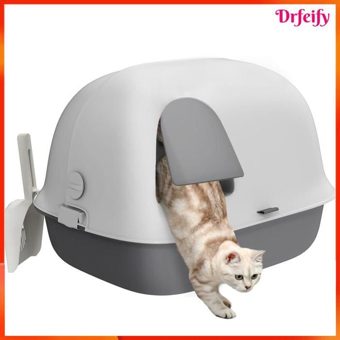 Arenero/caseta para gatos - AKOZON - 10315 - semicerrado - incluye puerta frontal y pala - 58x46x39 cm