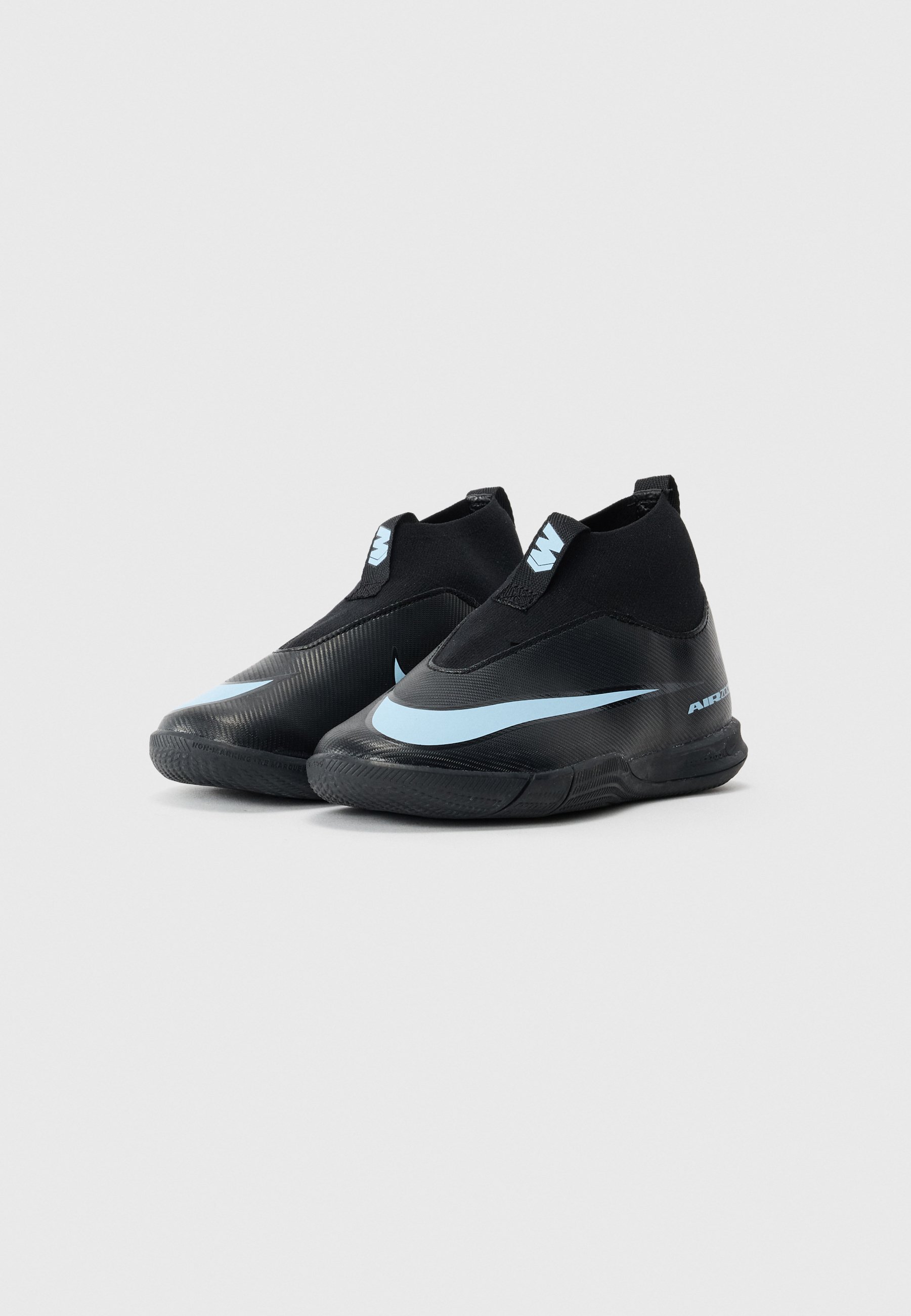 Nike Performance ZOOM 10 ACADEMY UNISEX - Hallenfußballschuhe - Schwarz/Eisblau