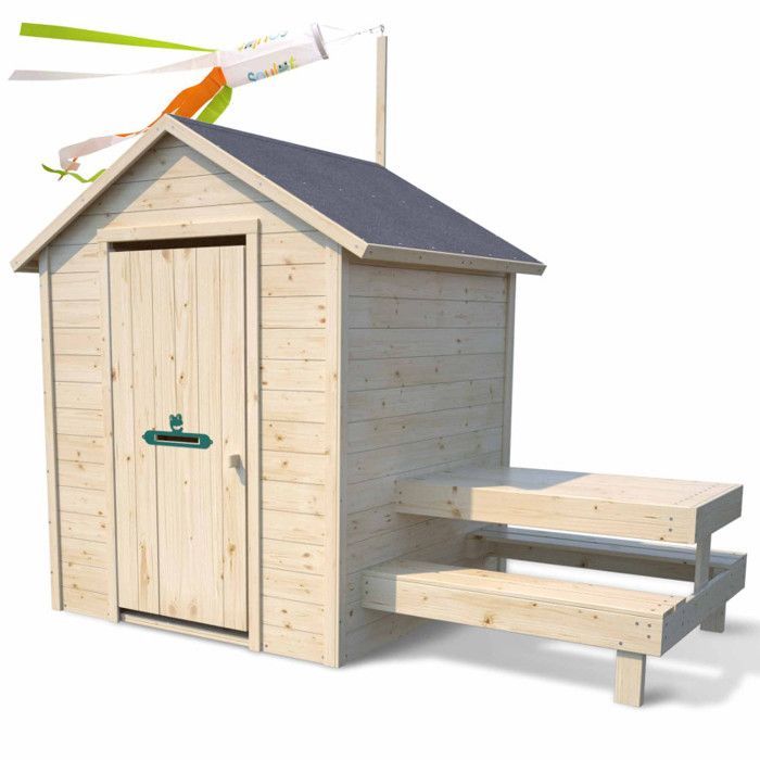 Cabaña de madera TIANA con mesa de picnic