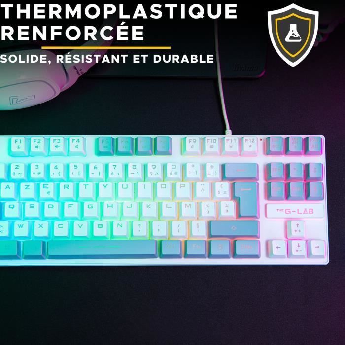 Teclado Gamer - The G-Lab - KEYZ CAESIUM - RGB - Branco e cinza - TKL