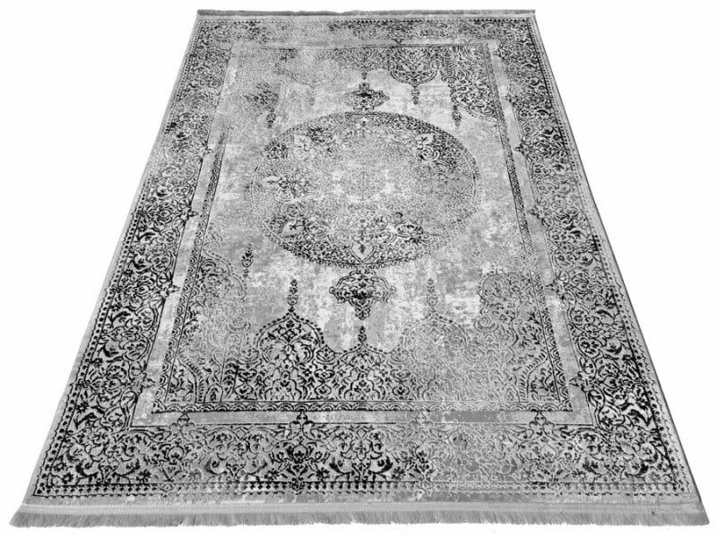 Dywan z frędzlami Emir 249 gray black szary 080x150