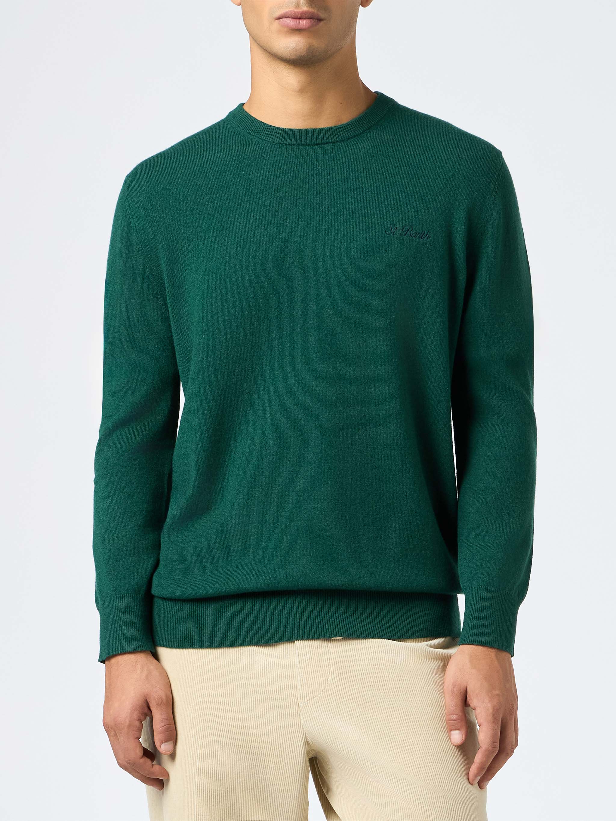 Regent herentrui met ronde hals, groen, van kasjmierblend