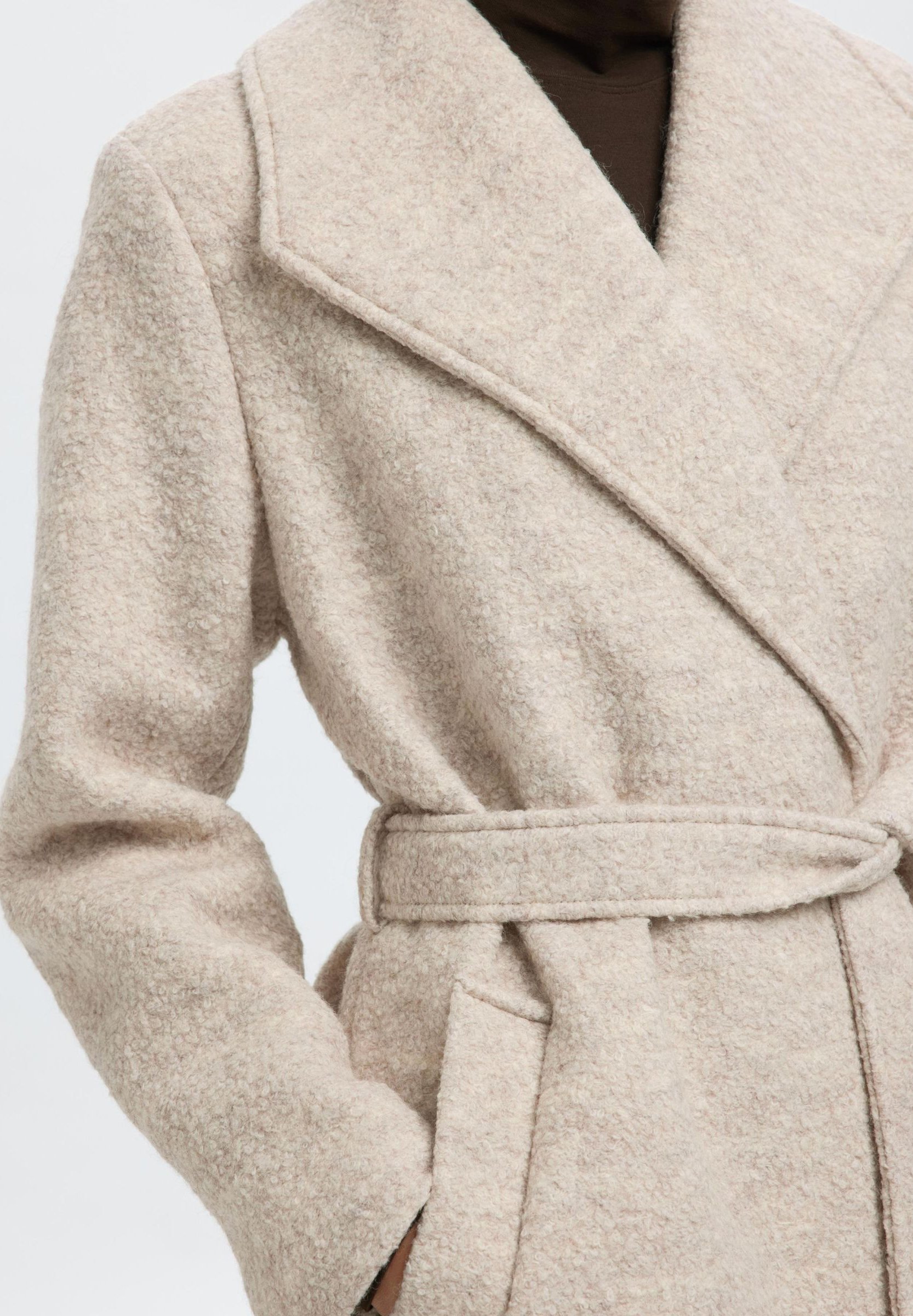 Selected Femme SLFROSA BOUCLE NOOS - Klassieke jas - sandshell detail: melange
