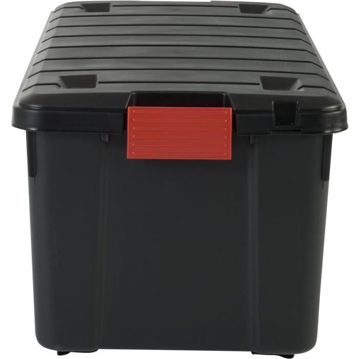 IRIS OHYAMA Juego de 3 cajas de almacenamiento DIY - Store It All - 75 L - Negro y rojo - 78 x 39,5 x 35 cm
