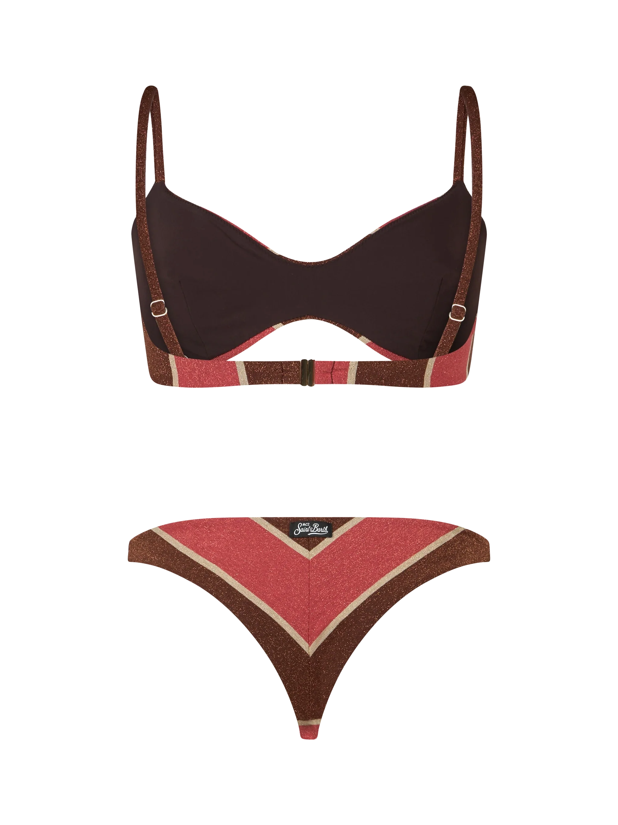 Bikini da donna a righe lurex scoop a bralette May Romy