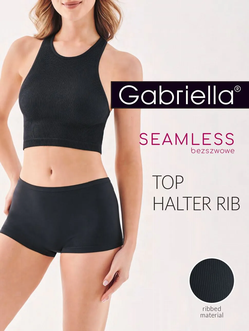 Gabriella Seamless Top Halter Rib Nero L/XL
