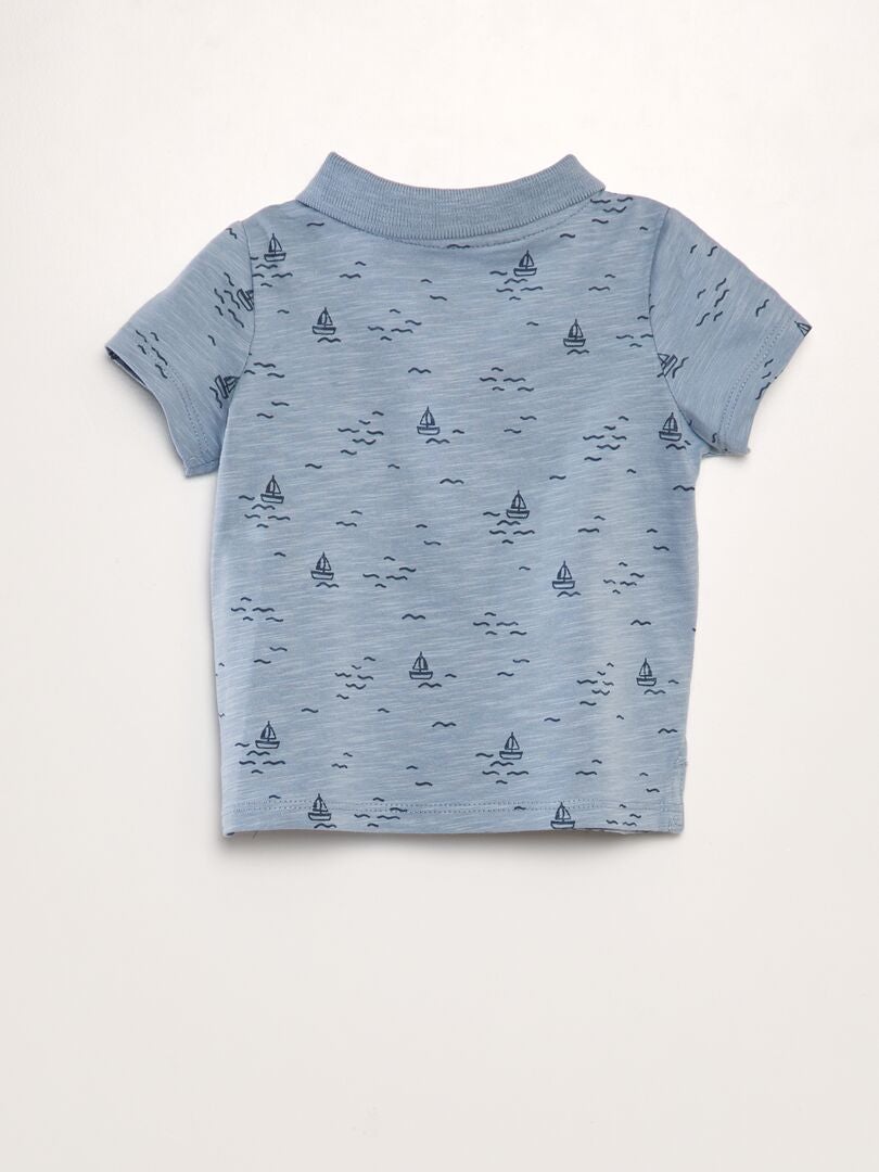 Camisa polo com estampa - AZUL