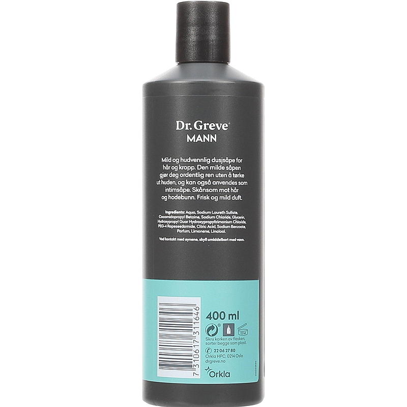 Dr. Greve Hår- og kroppspleie for menn 400 ml, Dr. Greve