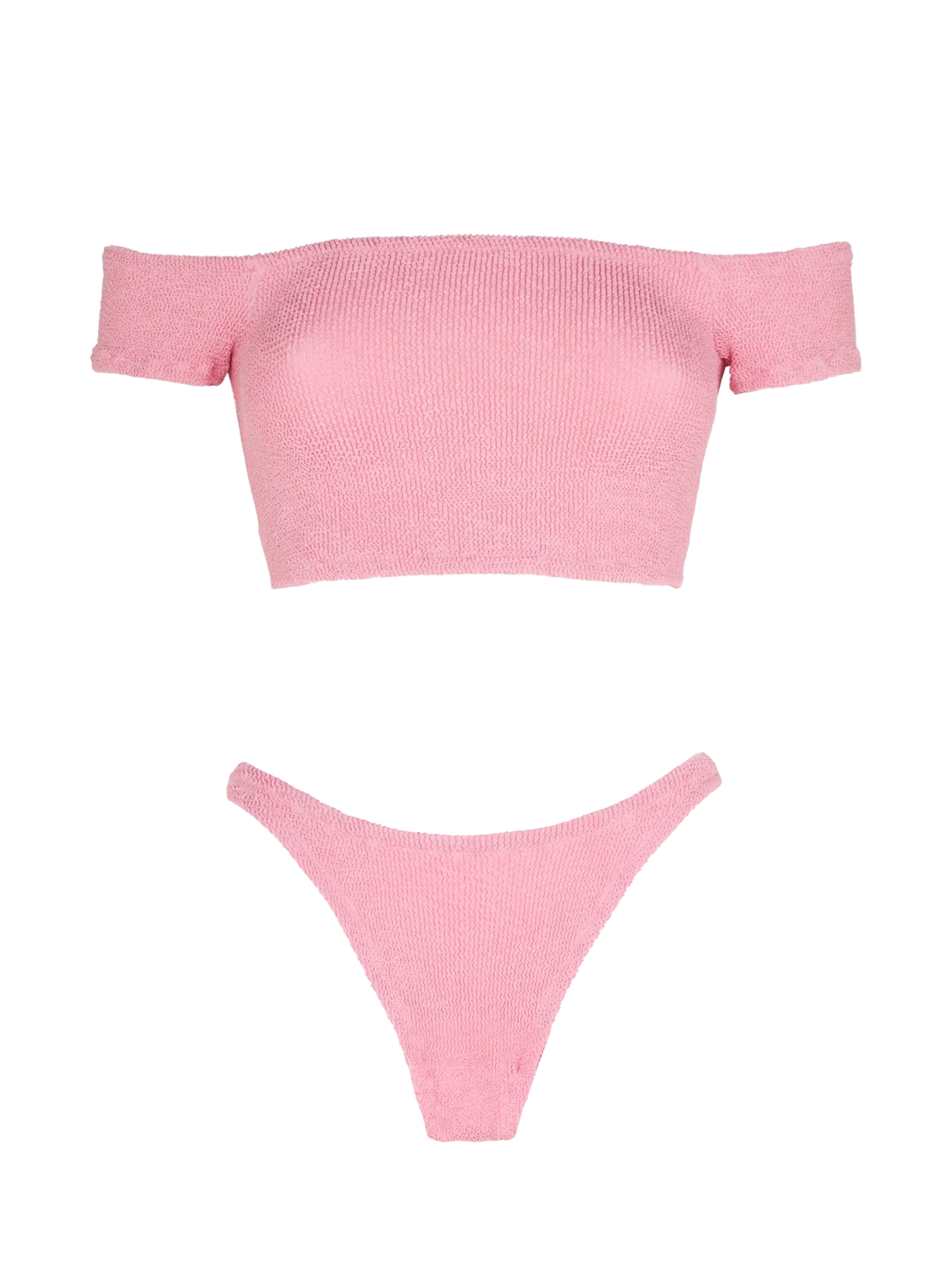 Damesbikini van kreukelstof met brede bandjes