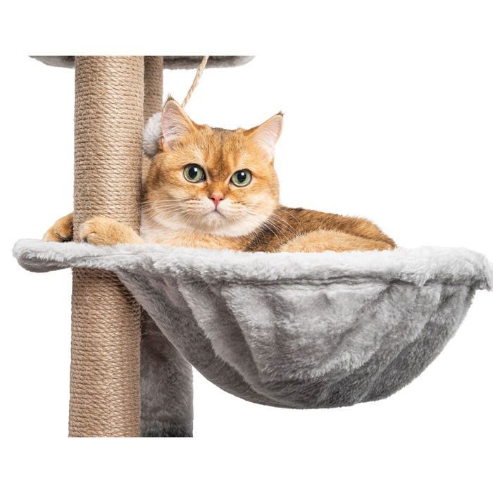 Krabpaal voor katten, 145 cm, stabiele klimtoren met meerdere niveaus, activiteitenboom met 7 sisalpalen en 5 platforms.