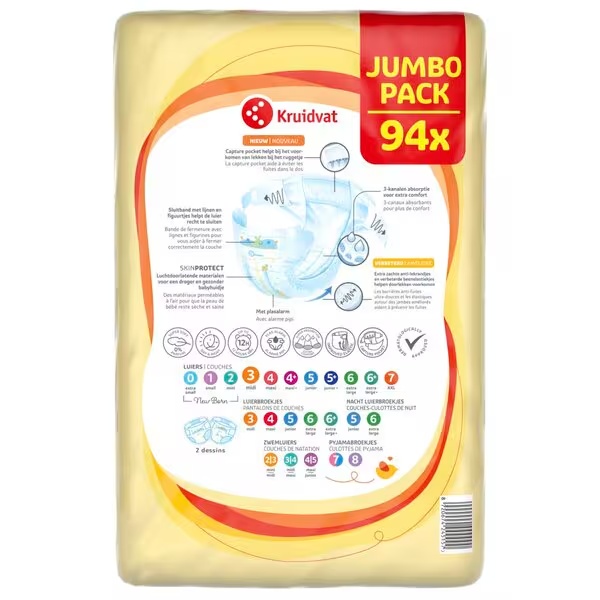 Kruidvat 3 Midi plienky Jumbo balenie<br>veľkosť 3 (4-9 kg), 94 kusov