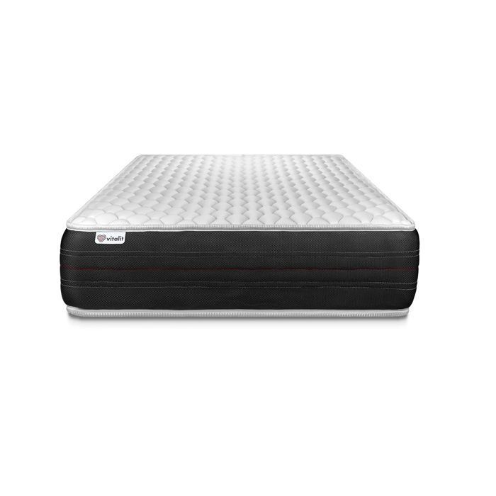 Base de cama y colchón VITALSPRING de 90x200cm con muelles ensacados - 24cm - Firme - Gris
