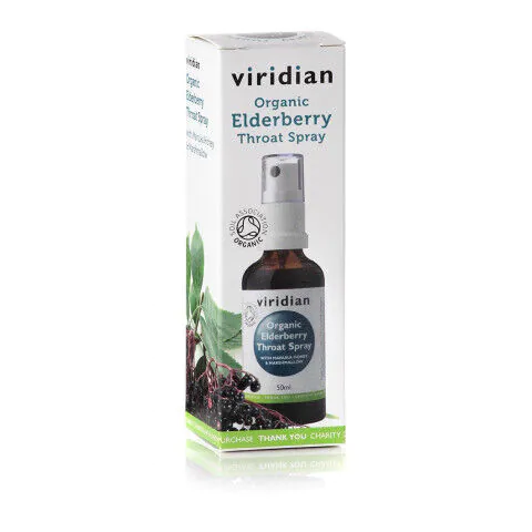 Viridian, Ekologiczny spray do gardła z czarnym bzem, miodem manuka i prawoślazem