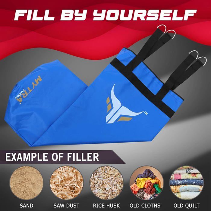 Sacco da boxe vuoto da 122 cm - Mytra Fusion - Sacco da boxe rinforzato non imbottito - Arti marziali Muay Thai - BLU