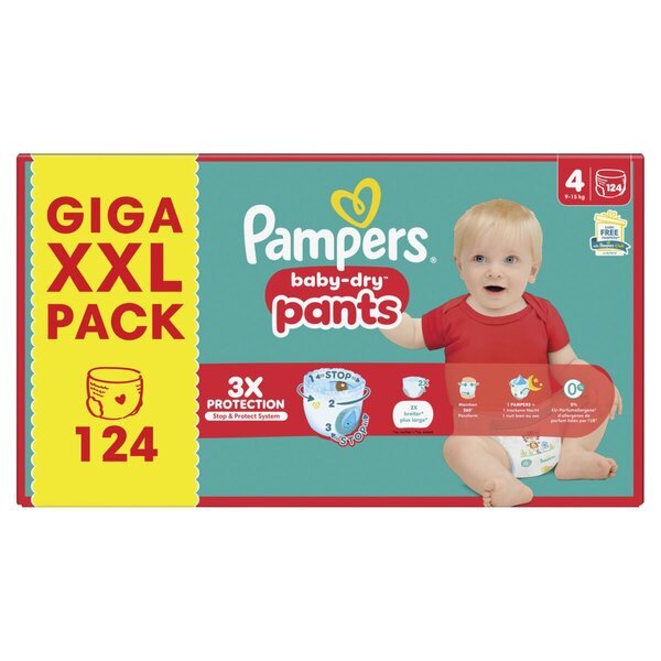 Pampers Baby-Dry Pants veličina 4 pelene za bebe veličina 4 (9-15 kg), 124 dijela