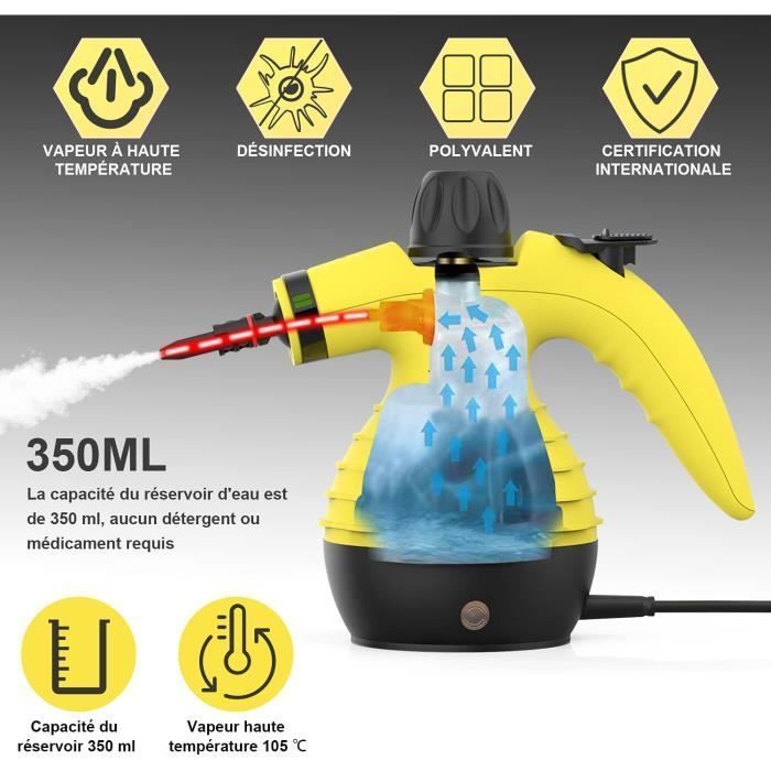 Nettoyeur vapeur - MAGICFOX - Portable - 9 accessoires - 350 ml - 1000 W