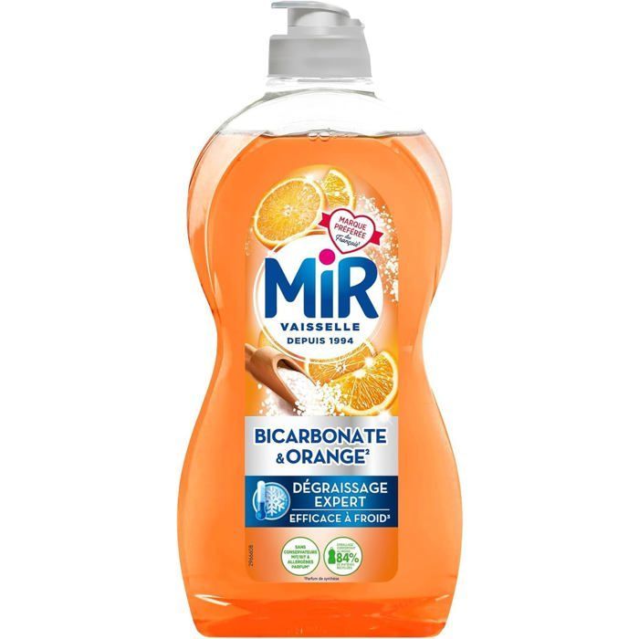 Detersivo per piatti - Mir - Confezione da 4 - Aceto e bicarbonato - Lampone, Pompelmo, Arancia, Limone