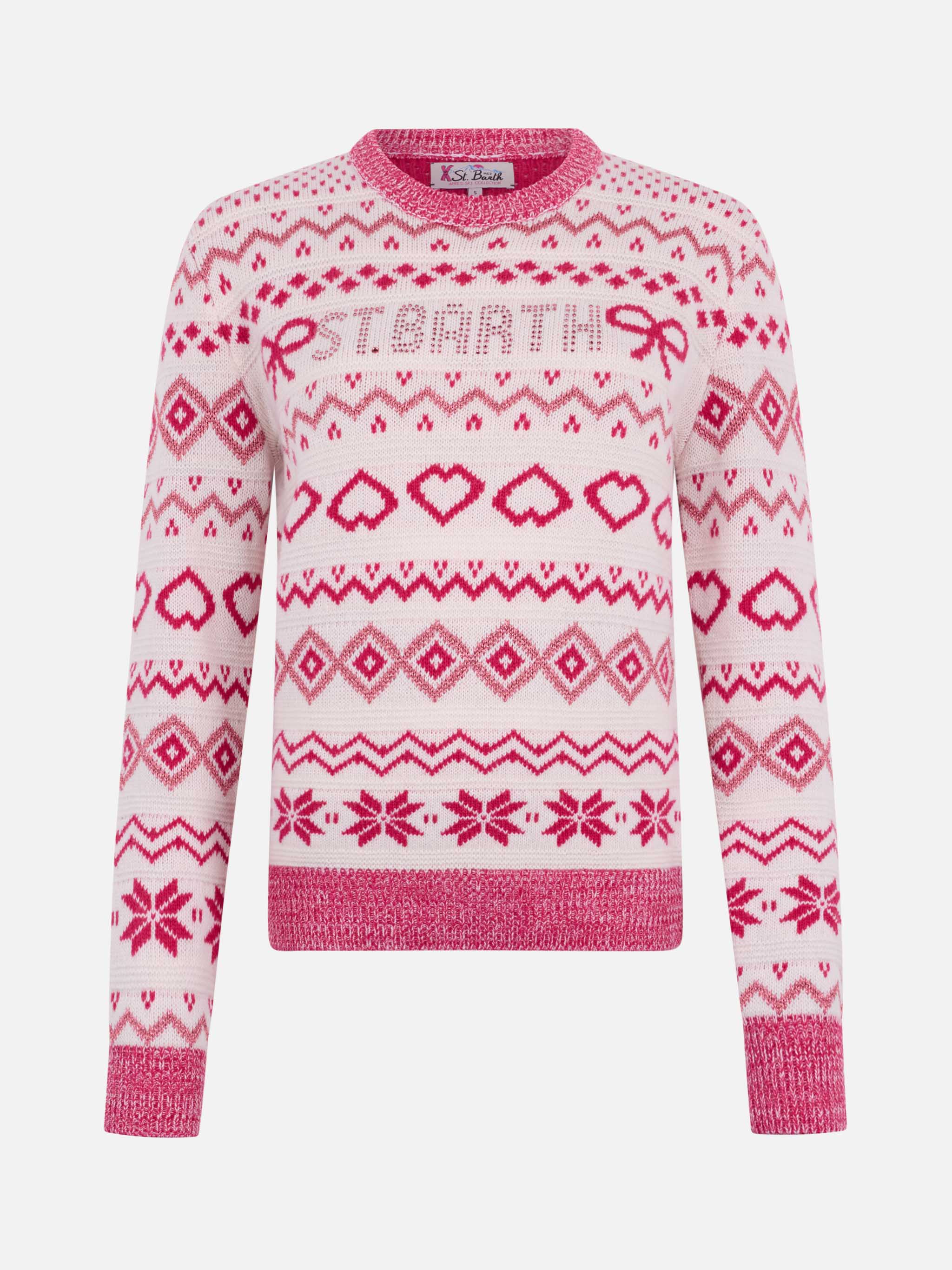 Nieuwe Queen damestrui met fair isle print en strass logo