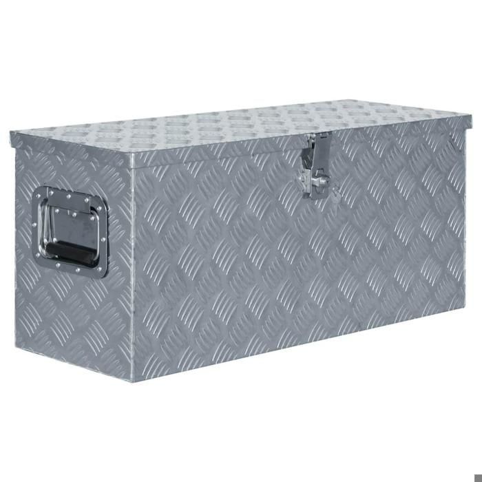 Caja de herramientas de aluminio plateado, cofre de almacenamiento, caja de herramientas, 80 x 30 x